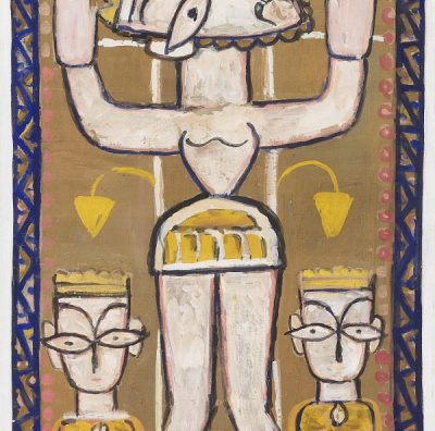 Jamini Roy--Untitled--Tempera on fabric laid on card --24 in x 13 in