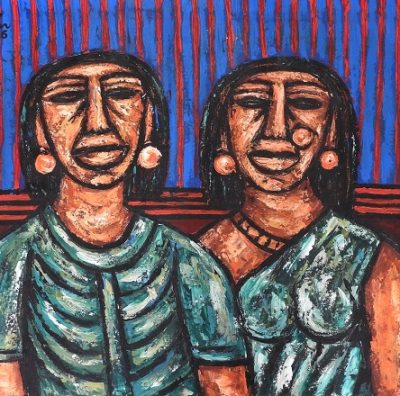 Rabin Mondal--Couple--Acrylic on canvas --26.5 x 34.5 inch--2016