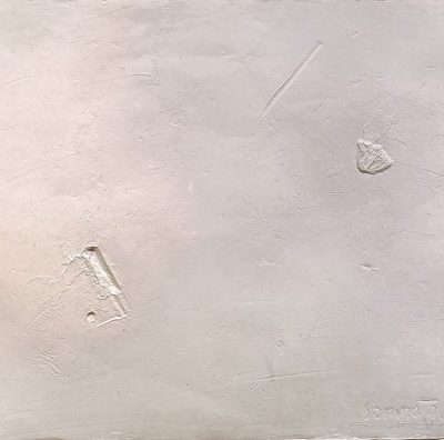 Somnath Hore--Untitled -- White on White (Wounds)-- 21 x 26 Inches approx.--1973 , Paper Pulp Print, Edition No. A of P
